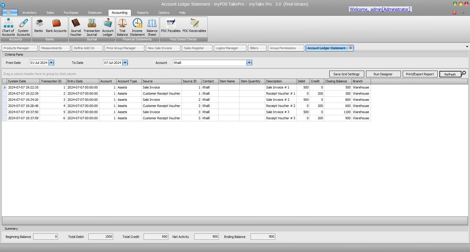 TailorPro screenshot: Accounts