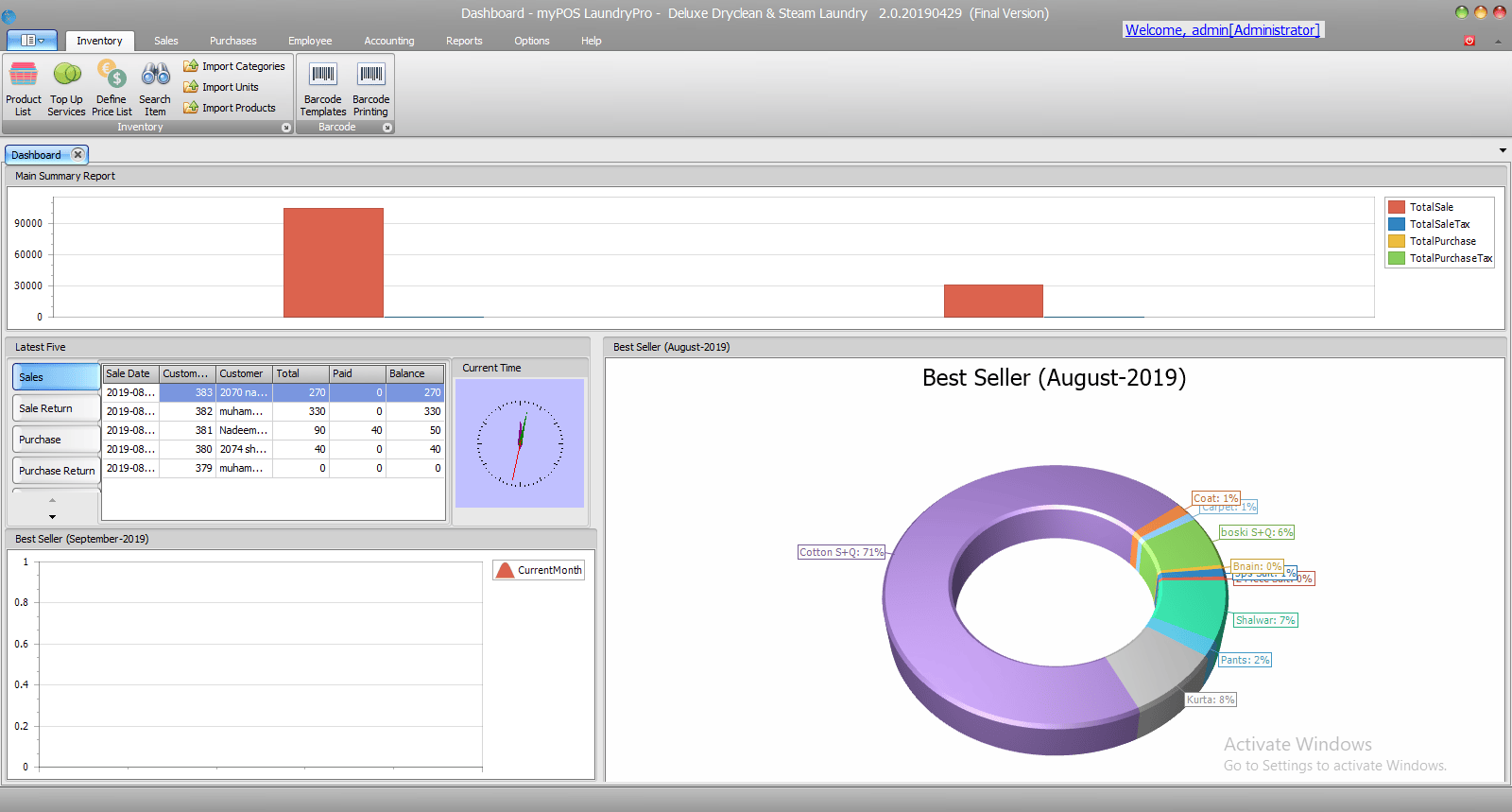 LaundryPro Dashboard screen