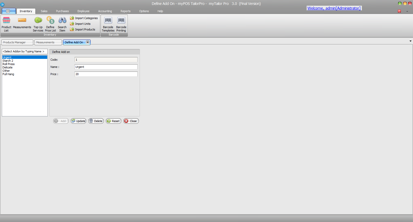 TailorPro screenshot: Additional Addons