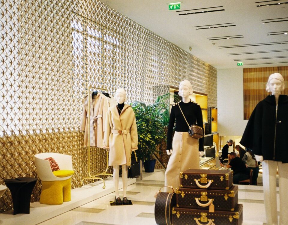 Retail chain store branch interior with stock displayed across the floor