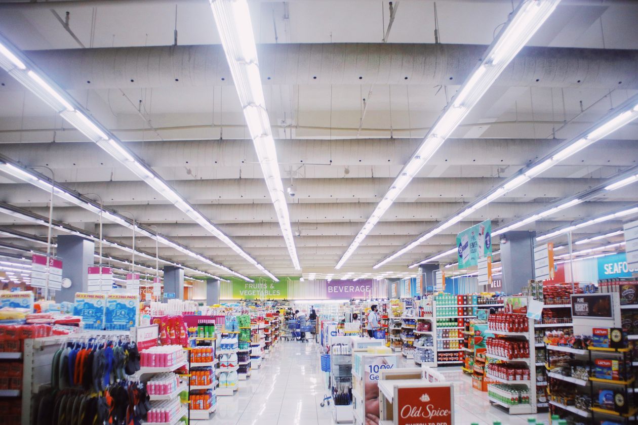 Organised retail shelves after a stock count and inventory setup